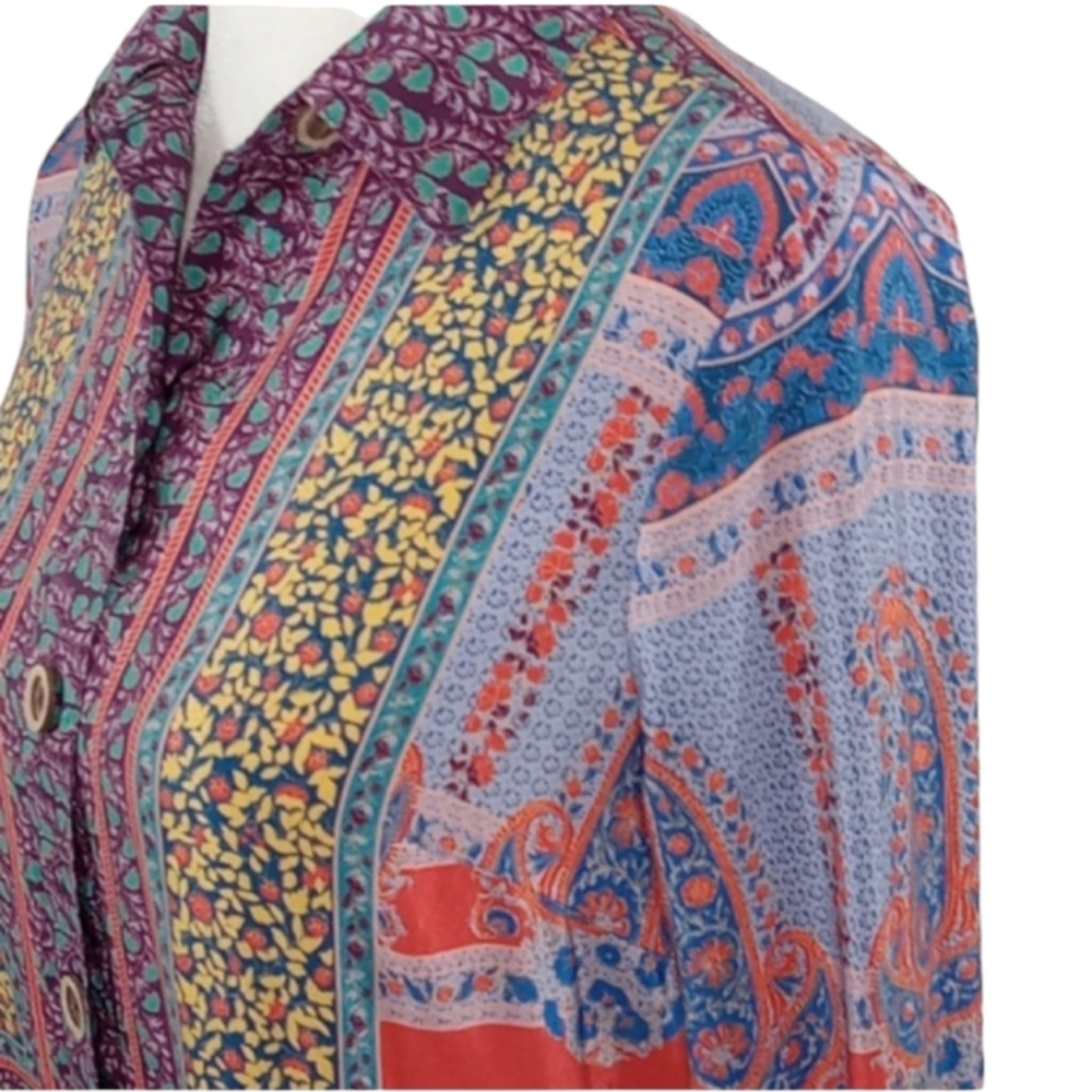 Anthropologie x Maeve Casablanca Silk Shirt Dress Mixed Print Size 0 - Picture 10 of 16